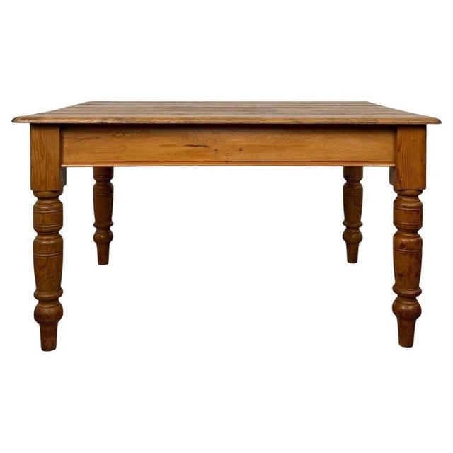 Wood 20th Century Pine Farmhouse Dining Table For Sale - Image 7 of 13
