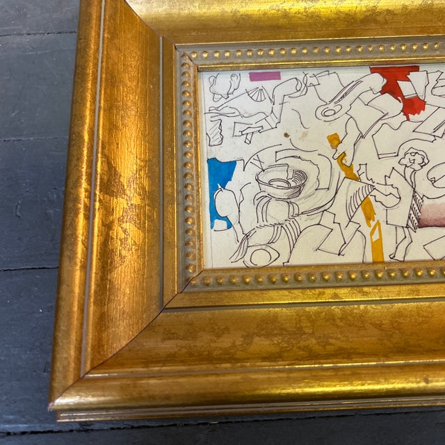 Abstract 1950’s Original Abstract Expressionist Marker Drawing / Watercolor Painting For Sale - Image 3 of 5