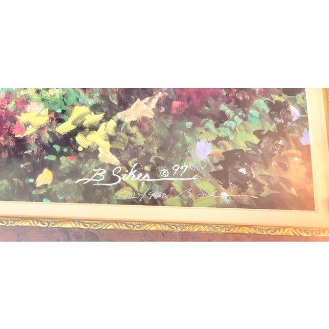 Vintage Signed & Numbered Landscape Print by B. Sikes (1997) in Large Ornate Carved Frame – 47” X 41” For Sale - Image 4 of 10