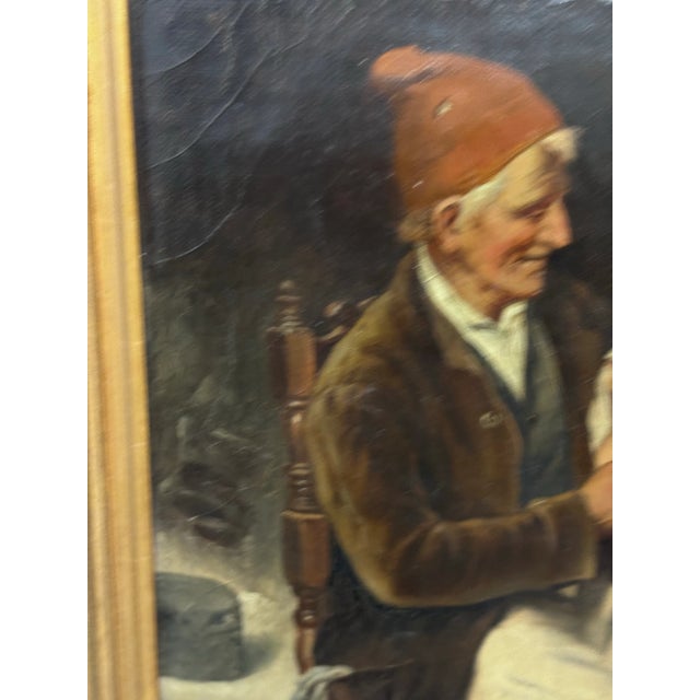 Antique Oil Painting of Grandfather With Son, Framed For Sale In San Francisco - Image 6 of 12