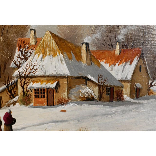 Flemish Artist, Winter Landscape, Oil Painting, Framed For Sale - Image 7 of 12