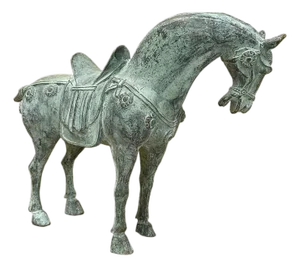 Small Chinese Rustic Oxidized Patina Color Ancient Style Horse Metal Figure