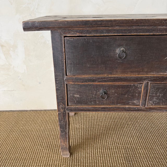 Antique Elm Wood Console With Painted Finish 7 Drawers 74" For Sale - Image 14 of 14
