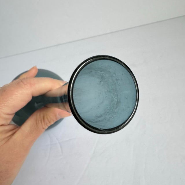 Mid 20th Century Mid Century Blue Art Glass Vase Attributed to Arthur C Percy for Galluskruf 9.25" For Sale - Image 5 of 6