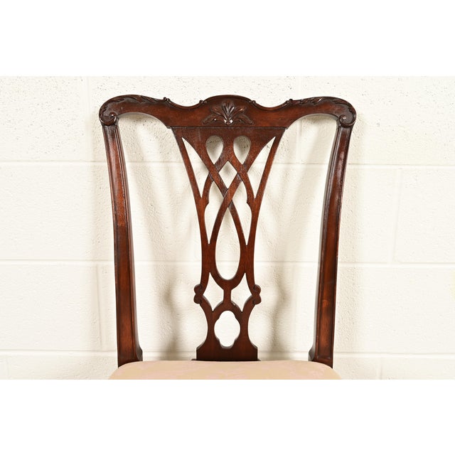 Baker Furniture Style Georgian Carved Mahogany Dining Chairs, Set of Four For Sale In South Bend - Image 6 of 12