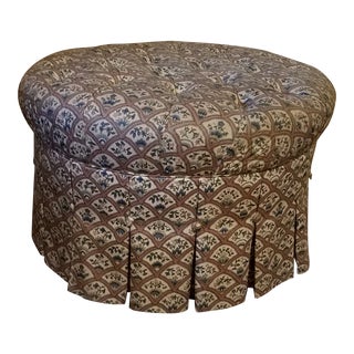 Vintage Ethan Allen Pleated & Tufted Ottoman For Sale