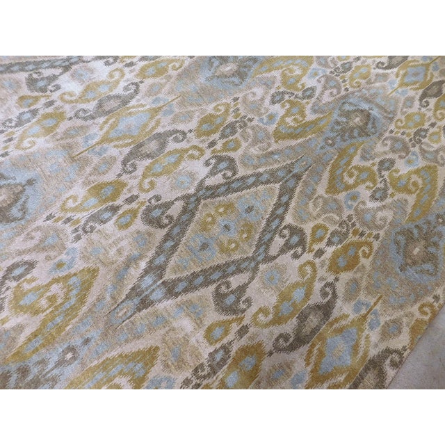 Hand Knotted Rug of Ikat Design in Soft Color Palette. For Sale - Image 15 of 18