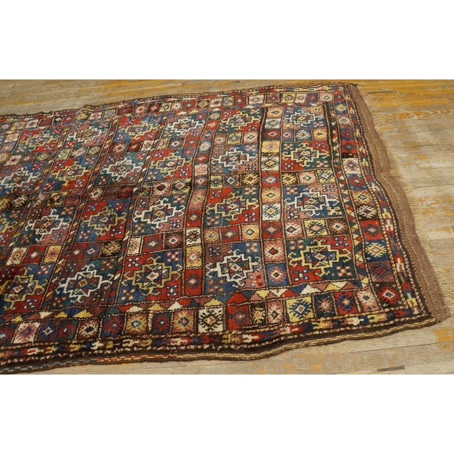 1900s Multicolor Geometric Tribal Antique Persian Quchan Kordi Carpet 5'4'' X 7'8'' Wool Rug For Sale - Image 11 of 12