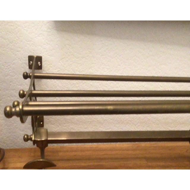 Metal Restoration Hardware Brass Wall Mount Suitcase and Coat Rack For Sale - Image 7 of 12