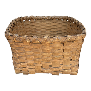 Antique American Splint Oak Square Basket, Late 19th Century