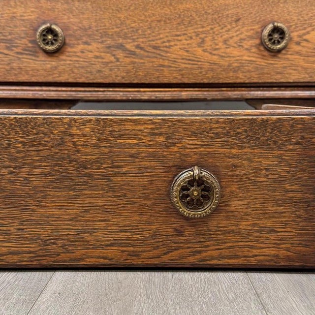 Antique Early 20th Century English Edwardian Oak Bureau For Sale - Image 13 of 14