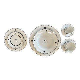 Rare Unused & Timeless Swid Powell “Tuxedo” Porcelain Dinnerware Complete 58pp For Sale