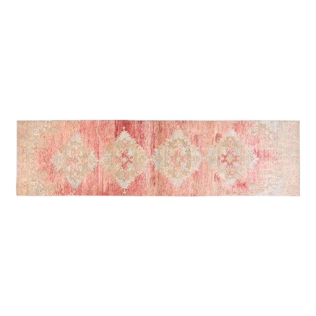 Vintage Turkish Anatolian Hand Knotted Wool Rug, 3'x12' For Sale