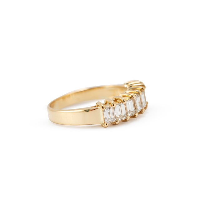 Modern 18k Yellow Gold 0.58ct Baguette Diamond Half Eternity Band Ring, Size 4.75 For Sale - Image 3 of 8