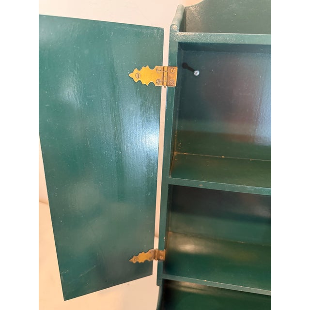Vintage Primitive Wooden Spice Cabinet Cabby Wall-Mount Decor Dark Green For Sale - Image 10 of 12