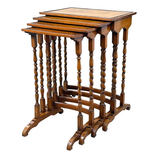 Nesting Coffee Tables in Walnut, 1920, Set of 4 For Sale