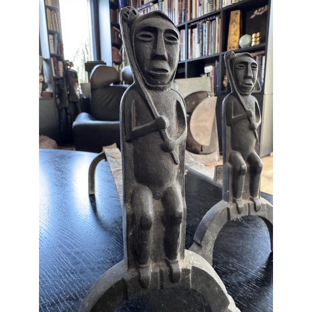 Art Deco Expressionist Bronze Andirons by Anton Prinner, 1940, Set of 2, in Good conditions. Designed 1920 to 1949 This...