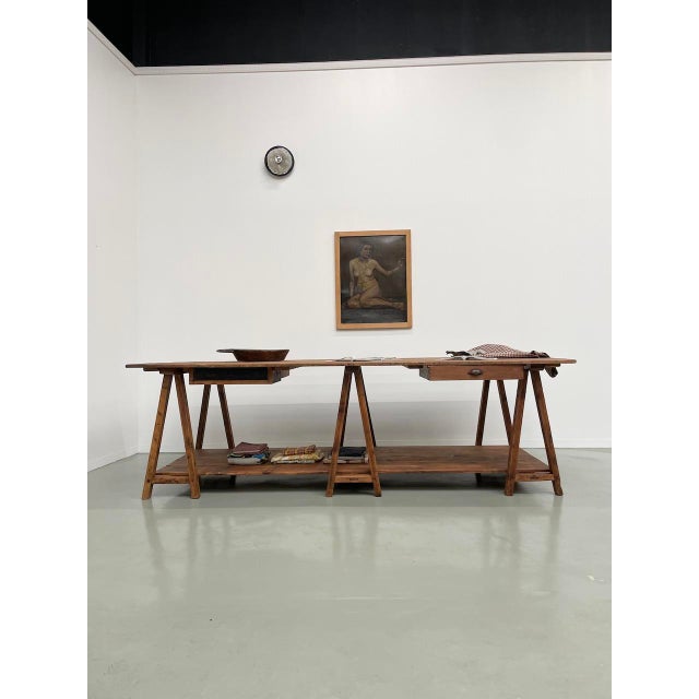 1950s Vintage Pine Worktable, 1950s For Sale - Image 5 of 18