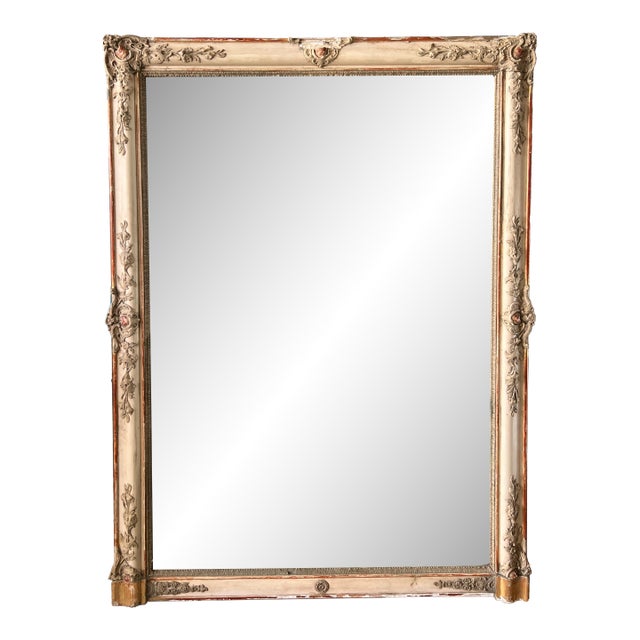 French 19th Century Mantel Mirror With Original Glass & Paint For Sale