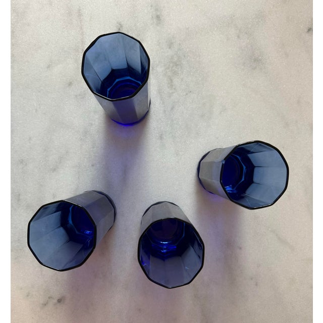 1990s Set of 4 Vintage Anchor Hocking Essex Cobalt Blue Tumblers For Sale - Image 9 of 12