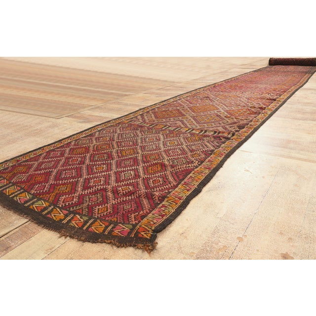 Red Vintage Zemmour Moroccan Kilim Rug, 03'11 X 33'04 For Sale - Image 8 of 11
