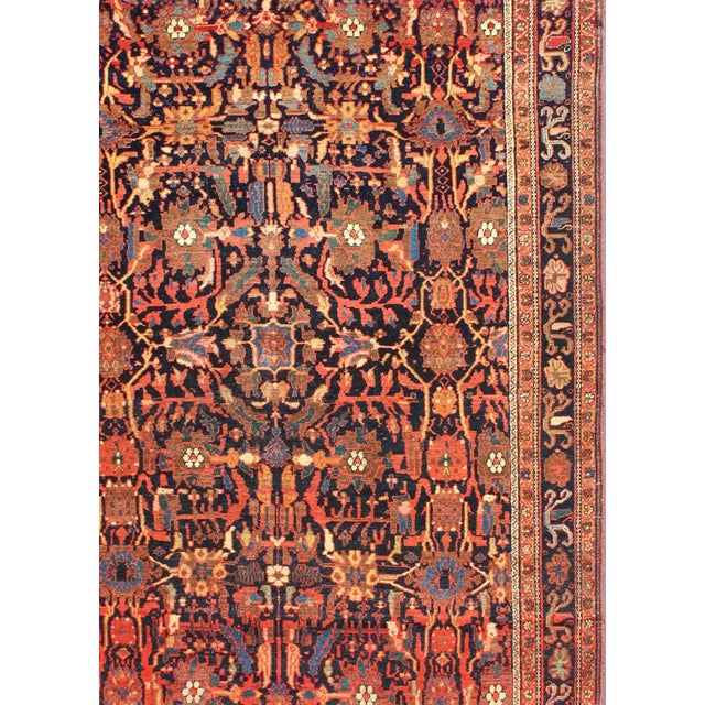 Late 19th Century 19th Century Antique Faraghan Sarouk With All-Over Design in Navy and Multi Colors For Sale - Image 5 of 8