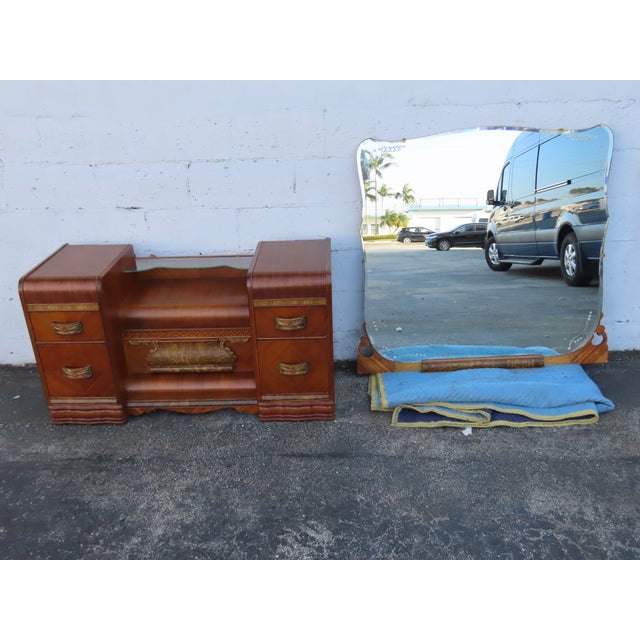 Art Deco 1920s Art Deco Water Fall Inlay Vanity Makeup Table 6300 For Sale - Image 3 of 18
