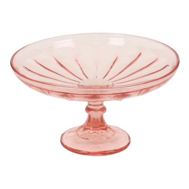 1930s Art Deco Pink Tall Fruit Bowl in Glass, 1930s For Sale - Image 5 of 18