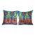 Red and Blue Floral Tulip Ikat Velvet Cushion Cover - A Pair 20'' X 20'' For Sale
