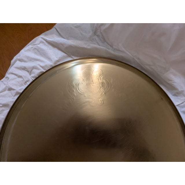 1980s Vintage New in Box Baldwin Brass "Benchmark" 12" Etched Polished Brass Tray For Sale - Image 5 of 8