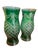Art Deco Vintage Emerald Green Cut Crystal Hurricane Vases | Diamond Cut Decor, Pair For Sale - Image 3 of 4