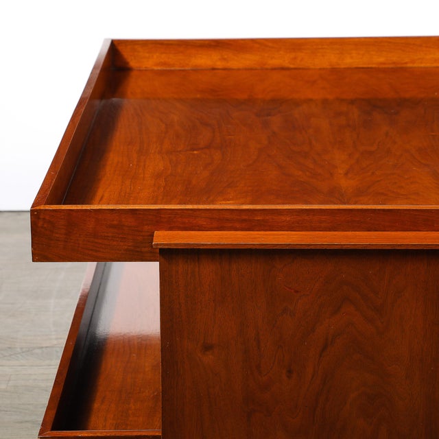 Art Deco Art Deco Two-Tier Rectilinear Book-Matched Walnut Raised Border Cocktail Table For Sale - Image 3 of 10
