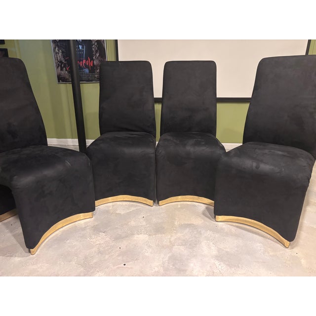 1980s black velvet with gold footing. From Long Island Wealthy Estate. Styled in Men’s Poker room. Curved shape well made...