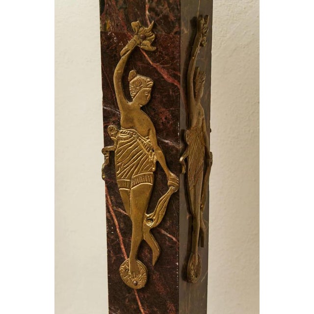Empire Red Marble Pedestals with Brass Applications, Set of 2 For Sale - Image 6 of 10