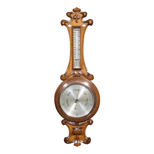 Vintage Oak Barometer, 1890s For Sale