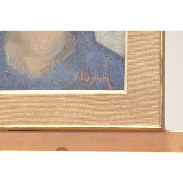 Oil Painting, Portrait of a Young Woman, Signed F. Christophe, Circa 1955 For Sale - Image 7 of 9