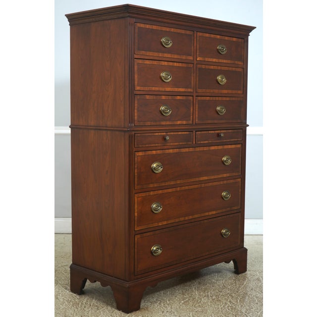 Age: Approx. 30 Years Old Details: 2 Felt Lined Drawers 11 Drawers Palmer Home Collection Cherry Mahogany Finish Bracket...