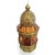 Cororful vintage Moorish hand cut brass and orange sprayed glass lantern. Traditional design with detailed cut brass work...