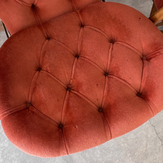 Red Set of Vintage Adjustable Armchair and Ottoman For Sale - Image 8 of 9