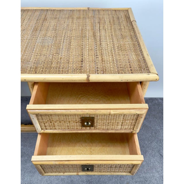 Wood Bohemian French Riviera Style Rattan & Bamboo Desk by Dal Vera For Sale - Image 7 of 12