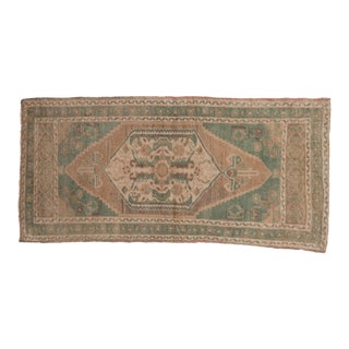 Vintage Distressed Oushak Rug Mat Runner - 1'9" X 3'9" For Sale