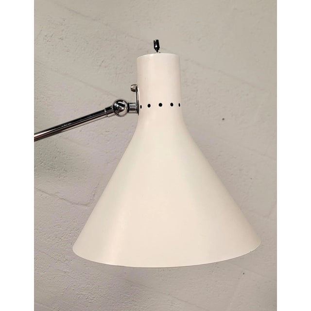 Angelo Lelii (Lelli) for Arredoluce Single-Arm White Adjustable Floor Lamp For Sale - Image 11 of 12