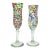 1990s Vintage Pair of Rainbow Graniti Confetti Mexican Handblown Champagne Glasses - a Pair For Sale