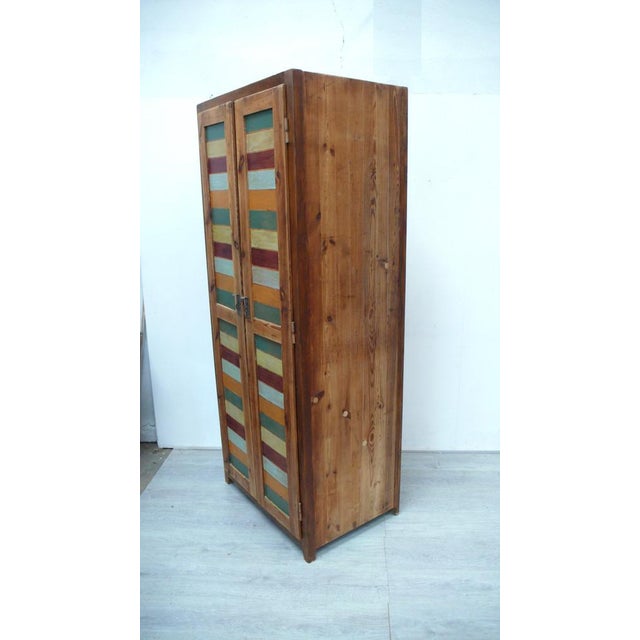 Antique Locker Cabinet with 2 Doors in Wood, 1890s For Sale - Image 4 of 11