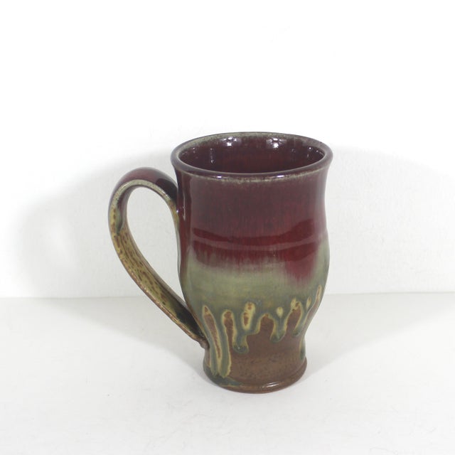 Rustic Vintage Signed Stoneware Studio Pottery Coffee Mug For Sale - Image 3 of 7