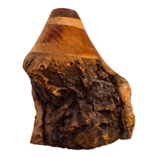 Hand-Crafted Mixed Wood & Burl "Weed Pot" Studio Art Vase For Sale