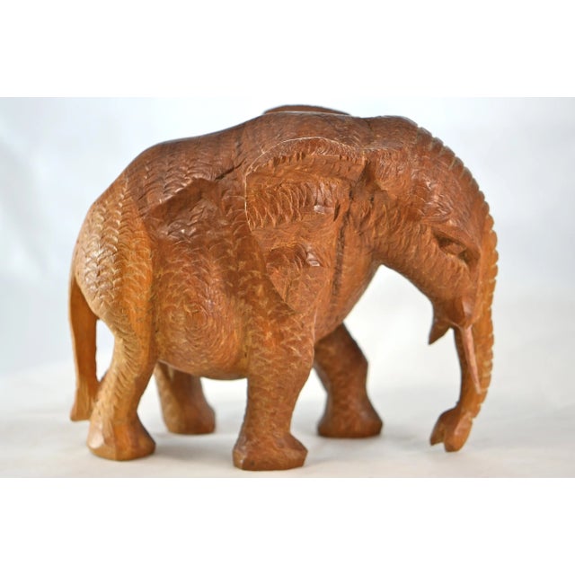 Hand Carved Wood Elephant For Sale - Image 4 of 9