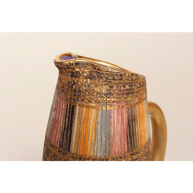 Vintage Italian Modernist Gilt Ceramic "Seta" Pitcher by Aldo Londi for Bitossi For Sale - Image 10 of 18