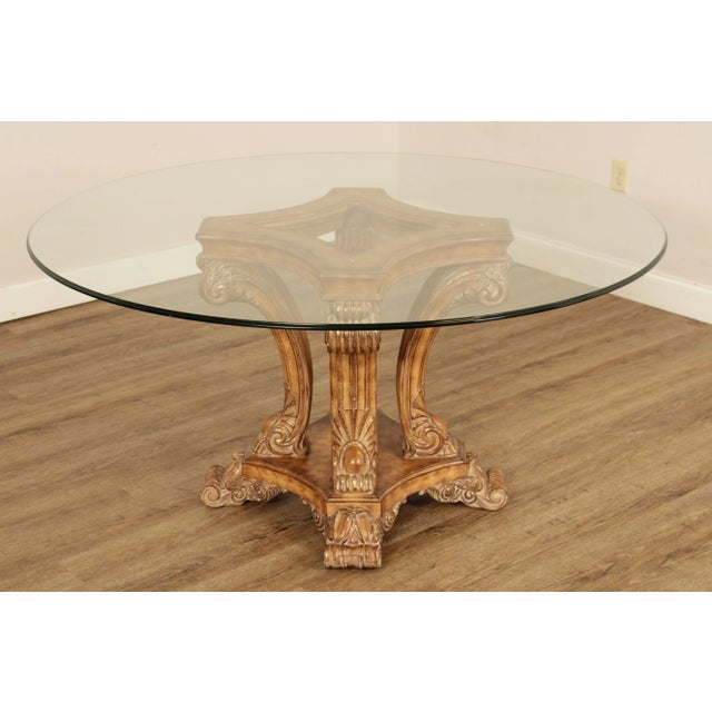 Baroque Style Round Glass Top Pedestal Dining Table Chairish