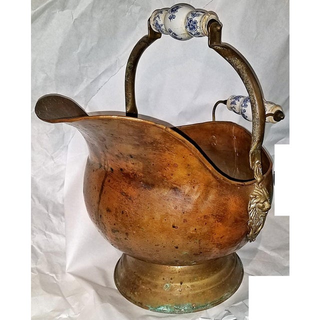1970s Copper & Brass Coal Scuttle Bucket For Sale - Image 4 of 7
